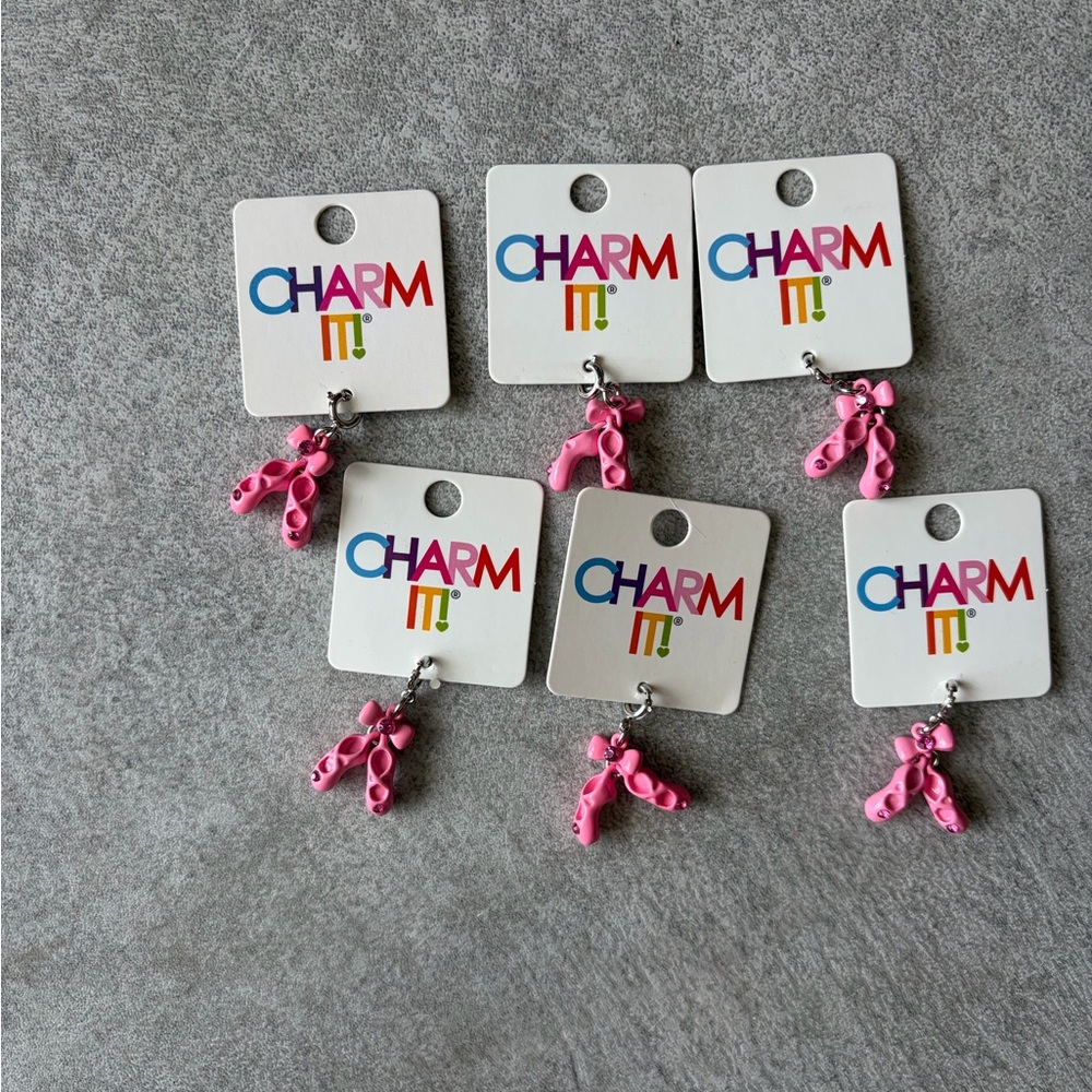 NWT - Charm It! Pink Ballet Slippers Necklace/Bracelet Charms, set of 6
